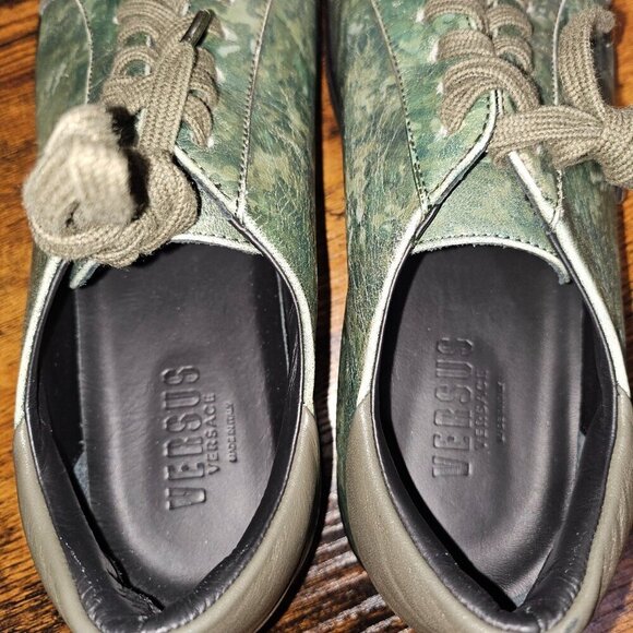 Versus Versace Green Abstract Leather Lace Up Sneakers EU 40 Women 9 - Picture 7 of 9